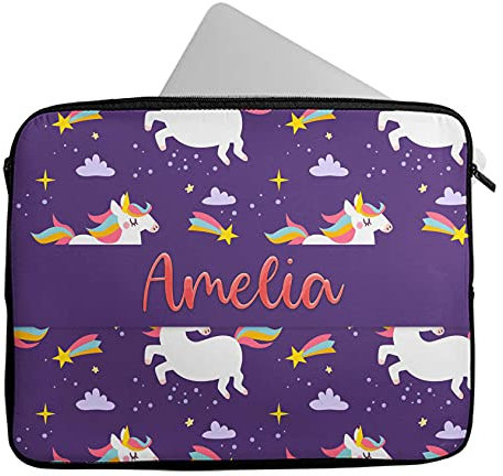 Novelty Things Personalised Any Name Unicorn Design Laptop Case Sleeve Tablet Bag Chromebook Gift 338 (12-13 inch)