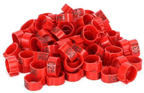 100 St¨¹ck Gefl¨¹gel Fu?ringe , Durchmesser 10mm H?hnchen Identifikation Beinb?nder Nummerierter Clip , f¨¹r H¨¹hnern , Enten , V?geln , Tauben (10mm rot mit Wortring)