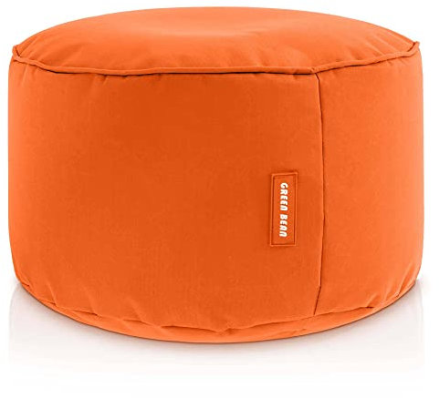 Green Bean Sitzsack-Hocker 25x45cm mit EPS-Perlen Füllung - Fußhocker Fußkissen Sitz-Pouf für Sitzsäcke - Bodenkissen für Kinder und Erwachsene - Fußablage Sitzkissen Sitzhocker Orange
