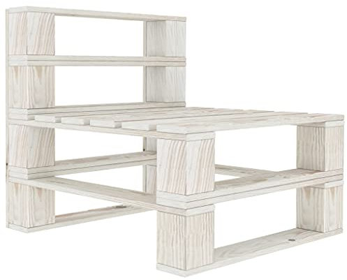 YITHOPI Garten-Paletten-Mittelsofa,Gartensessel,Parkbank,Gartenbank Sitzbank Balkon Terrassenmobel Sitzbank,Geeignet für den Innen- und Außenbereich,mit Rückenlehne,Holz Weiß