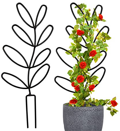 KinMokusei 2 Stück Pflanzenstütze Rankhilfe, Rankgitter Aus Eisen, Blumengitter Innenraum Dekoration Für Zimmerpflanzen, Blumenstütze Gitterspalier Topfpflanzen Superimposed Klettergitter