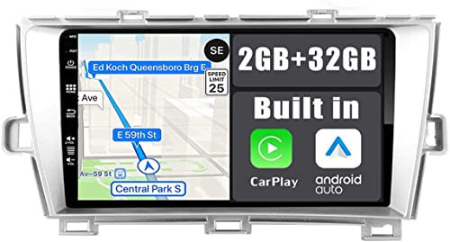 YUNTX Android 14 Autoradio mit navi für Toyota Prius 2009-2015- [Eingebautes CarPlay/Android Auto/GPS]-mit Kamera-DAB/Bluetooth 5.0/WiFi/2 Din/Lenkradkontrolle-Auto zubehör europakarte