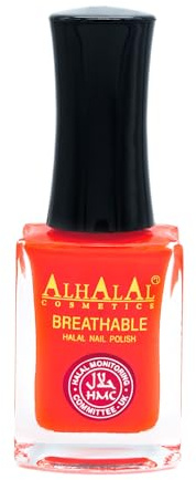 Halal Nail Polish - Nail Varnish Polish Soak Off Gel Nail Paint Art Polish - Water Permeable Red White Nail Enamel- Glossy Halal Gel Nail Polish Vegan and Cruelty-Free (Orange)