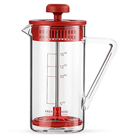 LTLWSH Cafetière À Piston - Français Presse Café en Verre Léger et Portable Triple Filtres Piston Expresso Bouilloire Cafetiere pour Maison, Bureau,Rouge