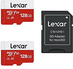 Lexar Micro SD 128 GB, Scheda Micro SD fino a 100 MB/sec(R), Scheda di Memoria microSDXC con Adattatore SD, A1, U3, C10, V30, Micro SD Card Confezione da 2