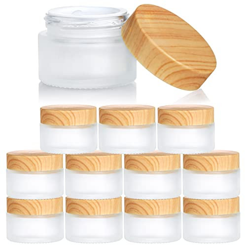 ZENFUN Set of 12 Glass Cosmetic Containers with Lids, 30ml Frosted Clear Jars Small Empty Glass Sample Containers, Refillable Travel Bottles for Cream, Toiletries, Lotions, Lip Balm DIY