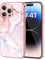 Fingic for iPhone 14 Pro Case for Women Girls Marble Rose Gold Slim Fit Ultra Thin Hard PC TPU Rugged Bumper Precise Camera Hole Shockproof Antiscratch Fullbody Protective Case for iPhone 14 Pro,6.1