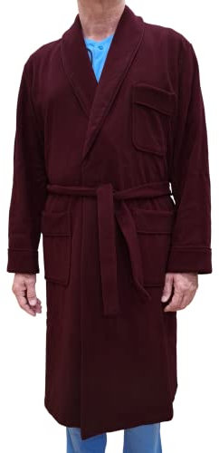 Morgenmantel für Herren, aus Wolle und Kaschmir, klassischer Schal, Art. London, bordeaux, S