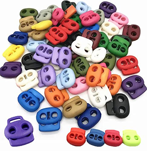 Kordel Stopper mit 2 Loch, Kordelstopper, 20 Stück Bunte Kordelklemme, Zugkordel Stopper, Schnur Rutsche, Rutschen Kordel Verschluss Ende, Schnellverschluss Schnürsenkel