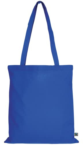 TEXXILLA 10er | 100er | 250er Pack Fairtrade Baumwolltasche - 14 Farben | mit Zwei Langen Henkeln | 38x42cm | Jutebeutel | Einkaufstasche | unbedruckt, Farbe:Royalblau, Menge:10