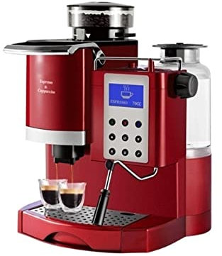 DieffematicKF Cafetera Máquina de café espresso profesional con molinillo de café automático para uso en el hogar, oficina, cafetería pequeña (Color : Pearl Red, Size : AU)