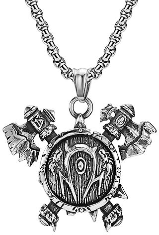 TQWSVUM Double Axe Necklace - Norse Viking Axe Stainless Steel Pendant Necklace for Men Women - Vintage Biker Street Party Pagan Amulet Jewelry (Color : Silver)