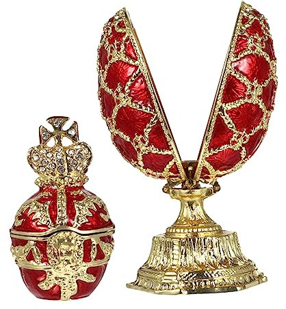 Abaodam Des Boites Décoration D'oeufs De Pâques Présentoir à Bijoux Décoratif Organisateur De Trésor Bo?te à Bijoux Peinte à La Main ?ufs Émaillés Boîte Rétro Accessoires Alliage