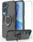DERHAN Cover per Honor 90 Lite 5G con Vetro Temperato, Custodia Protettiva Resistente Antiurto Robusta Case con Supporto Magnetico Rotante a 360° - Nero
