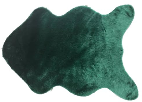 Treer Faux Lammfell Schaffell Teppich, Lammfellimitat Teppich Longhair Fell Optik Nachahmung Wolle Bettvorleger Kunstfell Dekofell Sofa Matte für Kinderzimmer (40 * 60cm,Dunkelgrün)