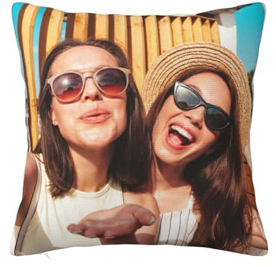 LMQJDZ Kissen Personalisiert, Fotokissen Personalisierte Geschenke Doppelseitig Bedrucktes Kissen mit eigenem Foto und Text für Geburtstag, Muttertag, Weihnachten Geschenk 40x40cm