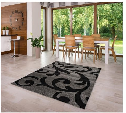 MDEKOR Teppich für Wohnzimmer Schlazimmer Esszimmer 200x290 Grau ÖKO-TEX Kurzflor Wohnzimmerteppich