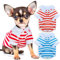 2 Pieces Stripe Dog T-Shirt Teacup Chihuahua Dog Clothes for Small Dogs Boy Yorkie Puppy Clothes XXS Blue+ Red