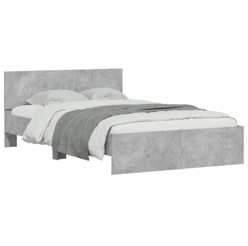 vidaXL Bettgestell, Bettrahmen mit Lattenrost, Bett Gästebett mit Kopfteil, Doppelbett Schlafzimmerbett Schlafzimmermöbel, Betongrau 120x190cm