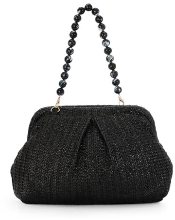 Ynport Crefreak Femmes Paille Sac À Bandoulière Tressé À La Main En Rotin Fourre-tout Sacs Paille Poignée Supérieure Épaule Sac À Main D’été Sac De Plage Pochette Sac À Main, Noir