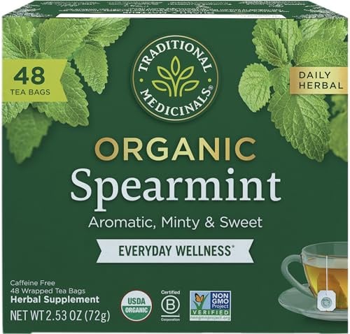 Traditional Medicinals Tea, Organic Spearmint, Supports Everyday Wellness, Healthy & Refreshing - 48 Tea Bags