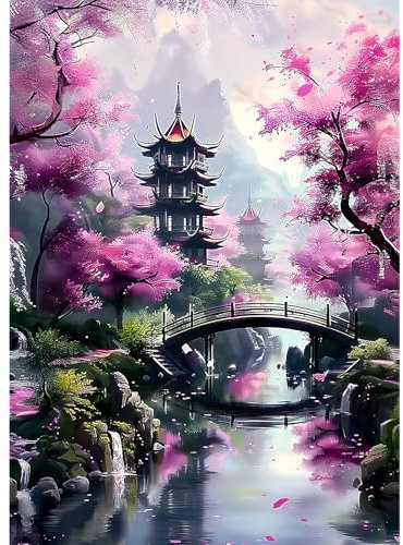 KEYIFA 5D Diamond Painting Set für Erwachsene, DIY Diamant Painting Bilder Art Kristall Set, Diamond Painting Zubehör Qionglou Bogenbrücke Full Drill Bilder, Home Wand Dekor 30x40cm