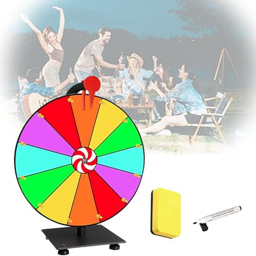 Abiemuce Glücksrad zum Drehen, 30cm Glücksrad, 12 Glücksrad zum Selbstgestalten, mit Radiergummi und Markierstift, Gluecksrad Gluecksrad für Wortspiele, Halloween, Weihnachten, Neujahr Party
