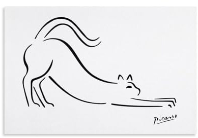Picasso Tier-Katzen-Linienzeichnung Kunstposter Leinwand Wanddekoration Raumdekoration Ästhetischer Schulbedarf Gemälde 30 x 45 cm