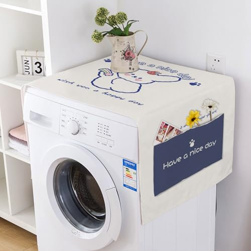 Chaoyilian Machine À Laver Réfrigérateur Poussière,Ouverture Housse Machine à Laver avec Poches,Housse Machine à Laver Top,Anti-poussière,pour Réfrigérateurs Machines à Laver Sèche-Linge.