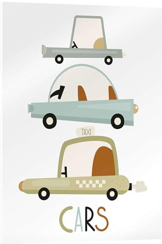 Posterlounge Cars - Nordic Nursery Acrylglasbild von Kidz Collection 13 x 18 cm Weiß Wandbilder Wanddeko