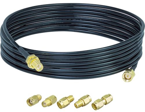 ACONRFTOL SMA zu SMA Kabel 3M RG174 Koaxial Kabel, SMA Buchse auf SMA Stecker Kabel mit 5 Stück SMA auf SMA Adapter Kit für Router Antenne Signalverstärker WLAN Adapter usw.