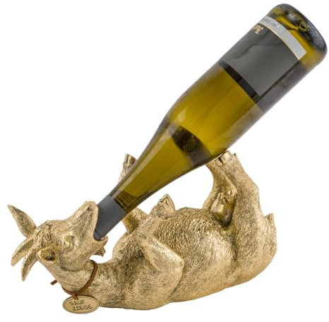 itsisa Flaschenhalter Ziege, Gold (Saufziege) Skulptur, Wein Flaschen Halter, Flaschenständer, Geschenkidee