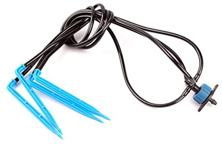 Kit de lanceur d'irrigation goutte à goutte for jardinage, tuyau de 50 cm, 4 têtes incurvées, flèche bleue en forme de goutte d'eau, for bonsaï, fleurs, plantes, irrigation goutte à goutte, économie d