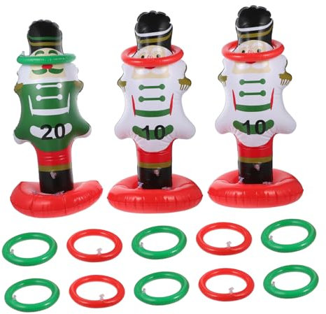 Sosoport Christmas Toss Game Set Inflatable Ring Toss Party Games for Outdoor Xmas Decorations Nutcrackers Random Style