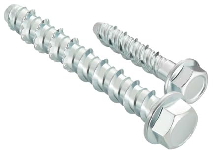 Wavanta Lot de 20 vis à béton M6 x 50 mm pour mur de briques, boulons d'ancrage à tête hexagonale pour béton, utilisés pour la fixation sur la maçonnerie, le marbre, la brique, le bois, la pierre