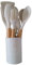 Juego de 12 Utensilios de Cocina Silicona con Mango de Madera - Kit de Cocina Completo de Menaje, Resistentes y Duraderos (Blanco Perlado)