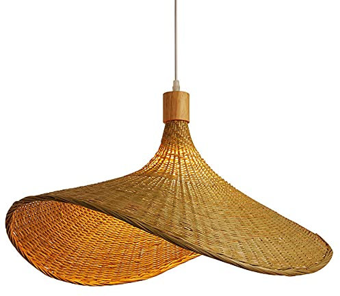 Lampara de techo , Lámpara colgante de bambú china Lámpara de bambú for comedor Lámparas de sombrero de paja personalizadas Lámpara de techo empotrada suspendida Lámpara decorativa de escalera de arte