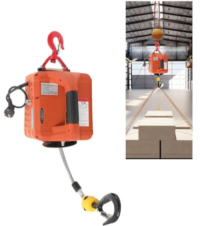 Elektrische Seilwinde 500kg 1500W 230V Funkfernbed. Hub 7,6m | Tragbare Seilwinde 5m/min, mit Fernbedienung, für Garage/Baustelle.