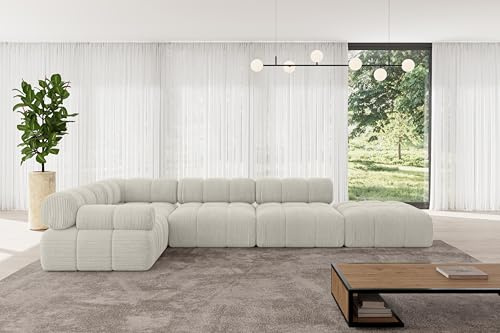 ALTDECOR Modulares Sofa Ecksofa in L-Form Corner modular Sofa Eckcouch Couch Wohnlandschaft Cauchsofa Polstersofa Felto-L2-380x190x70 cm Hellgrau