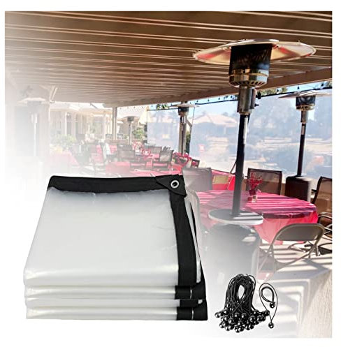 KFDDO Durchsichtige Windschutzplane Plane als Wind und Regenschutz mit Rostfreien Ösen Wasserdicht Winddicht PVC Trennwand Abdeckplane for Gazebos, Veranda, Pergola (17x8ft/5.2x2.5m)