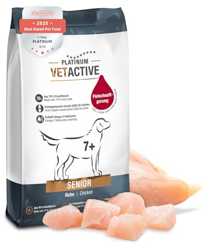 PLATINUM - Senior Hundefutter VETACTIVE Senior aus FSG - 5 kg, trocken | Saftiges Trockenfutter aus Frischfleisch für ältere Hunde aller Größen - nährstoffreich, leicht verdaulich, kalorienreduziert