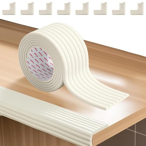 Dulynva Kantenschutz Baby Schaumstoff Tischkantenschutz Baby Eckenschutz Kantenschutz Selbstklebend 2M x 8cm Tischeckenschutz Kinder Stoßschutz für Bett Fensterbank Schreibtisch Möbel (Weiß)