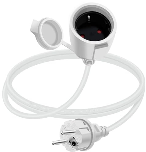YINGAYOU Prolunga Schuko Corta 16A 250V Prolunga Elettrica Schuko Impermeabile, 2AC IP44, Adatta per Ambienti Interni o Esterni (Bianco, 1 m)