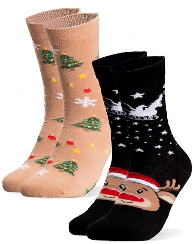 Occulto Damen & Herren Weihnachts Socken 2er Pack (Modell: Santa)