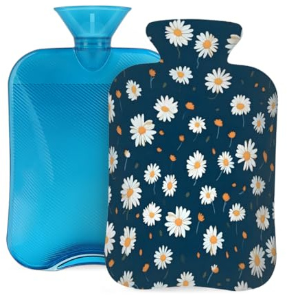 Mexpekil Wärmflasche mit weichem Flanellbezug, 2 l, großer Wärmbeutel zur Schmerzlinderung, warme Hände, Füße und Körper, ideales Geschenk für Erwachsene und Kinder (Daisy)