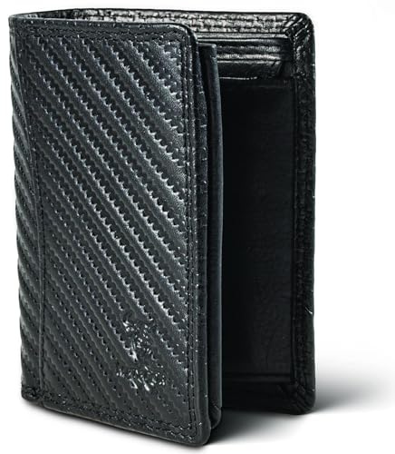 MATADOR Slim Wallet Leder #Marseille Schwarz Carbon | Mit Münzfach, Mini Geldbörse Herren, Geschenk Box, Kreditkartenetui mit RFID Blocker, Luxus Geldbeutel Herren, Viele Fächer