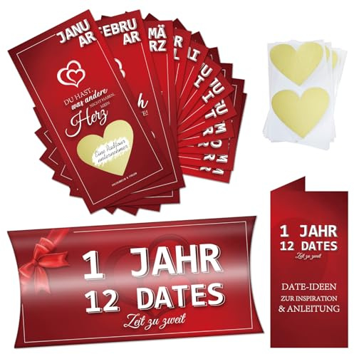 DATIFF Personalisierte Geschenke - Das schönste geschenk ist gemeinsame zeit - MIT 12 Dates Gutscheine zum Selber Ausfüllen, 60 Date Ideen für Paare für Valentinstag Jahrestag Geburtstag Weihnachten