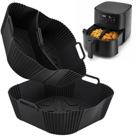 3 Stück Airfryer Silikonform für Heißluftfritteuse, 6.2L, Wiederverwendbar, Zubehör für Heißluftfritteusen von Tefal, Ninja, COSORI, Russell Hobbs und Chefman