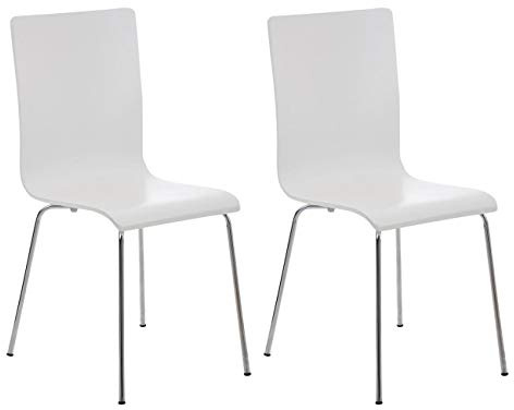 CLP 2er-Set Wartezimmerstuhl Pepe mit ergonomisch geformten Holzsitz und Metallgestell I 2X Konferenzstuhl I erhältlich, Farbe:weiß