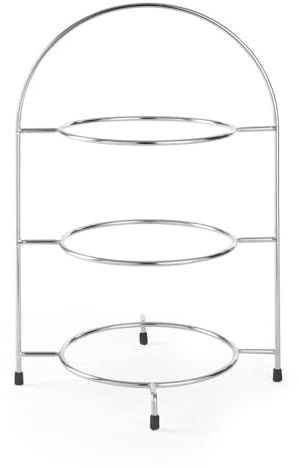 HENDI Teller-Etagere, Dekorative Telleretagere, Tellerständer, Servierständer, geeignet für Teller bis max. ø275mm, 290x290x(H) 440mm, Verchromt